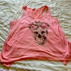 Skull & flowers tank top